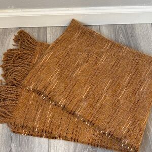 Cozy Brown Knit Scarf with Fringe